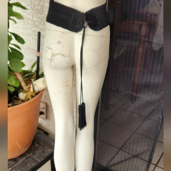 Nina Ricci passementerie belt‎ Black Wide Waist Belt with Tassels main image 4